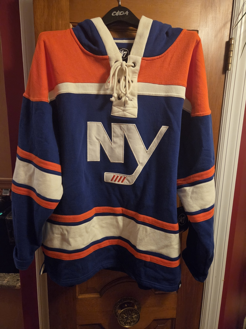 47 NY Blue & Orange Hockey Hoodie